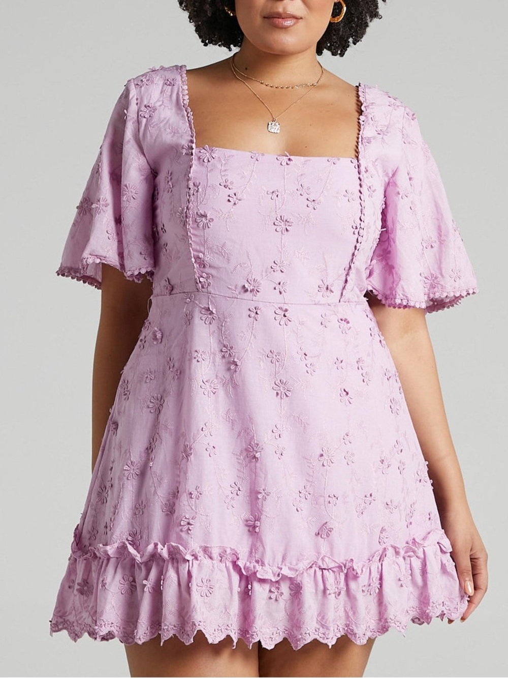 Showpo. FANCY A SPRITZ MINI DRESS Square Neck Dress In Lilac NWT